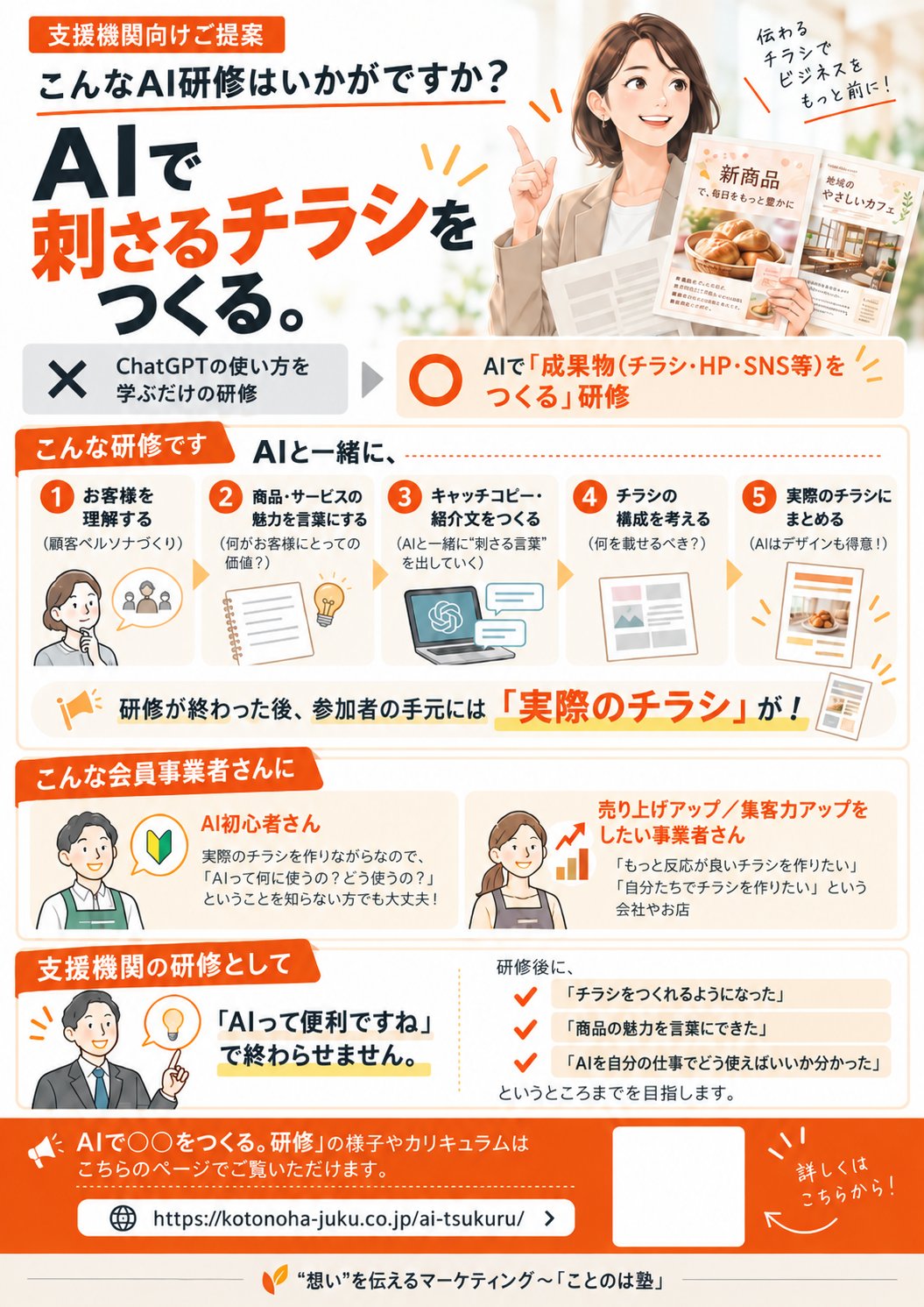 AIで刺さるチラシをつくる。支援機関向けAI研修のDM